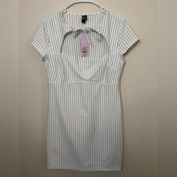 Wild Fable Women’s Short Sleeve Mini Shift Dress NWT Size Large White/Black - Picture 4 of 5